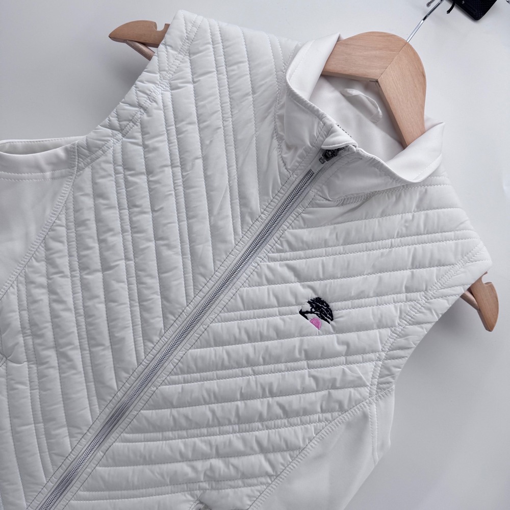 Levelwear Quilted Golf Vest Womens M White Full Zip Performance Pockets